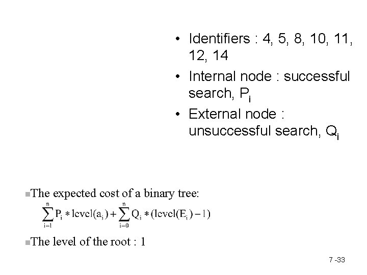  • Identifiers : 4, 5, 8, 10, 11, 12, 14 • Internal node