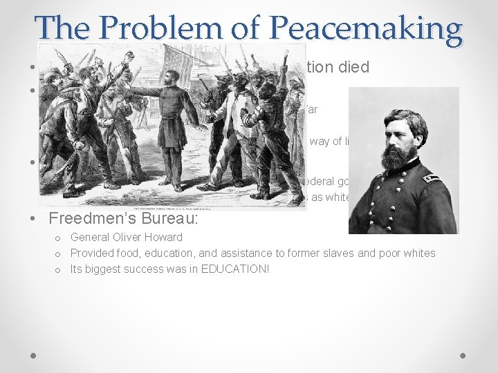 The Problem of Peacemaking • 20% of the adult white male population died •