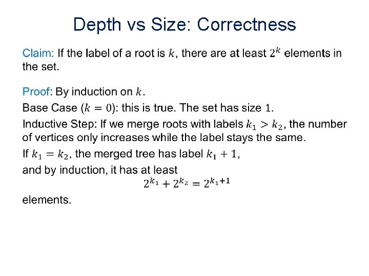 Depth vs Size: Correctness • 