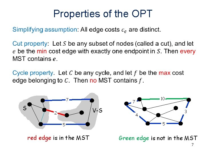 Properties of the OPT • 7 S V-S 2 5 red edge is in