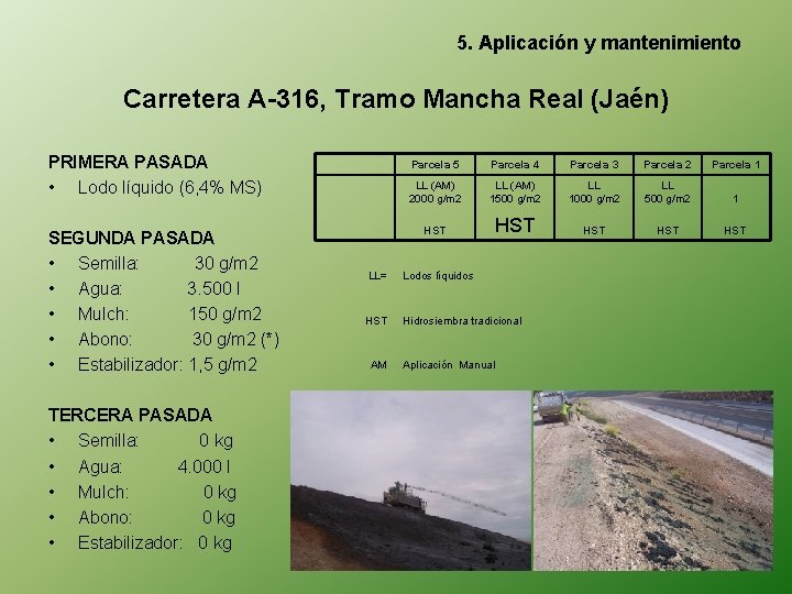 5. Aplicación y mantenimiento Carretera A-316, Tramo Mancha Real (Jaén) PRIMERA PASADA • Lodo