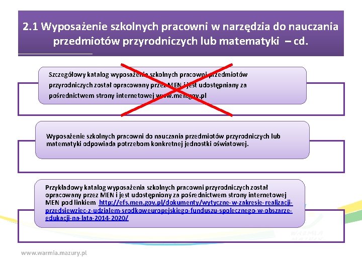 2. 1 Wyposażenie szkolnych pracowni w narzędzia do nauczania przedmiotów przyrodniczych lub matematyki –