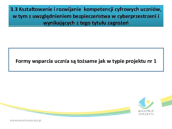 3. 3 Kształtowanie i rozwijanie kompetencji cyfrowych uczniów, w tym z uwzględnieniem bezpieczeństwa w