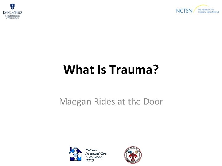 What Is Trauma? Maegan Rides at the Door Pediatric Integrated Care Collaborative (PICC) 