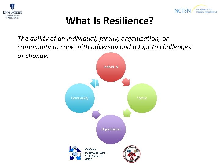 What Is Resilience? The ability of an individual, family, organization, or community to cope