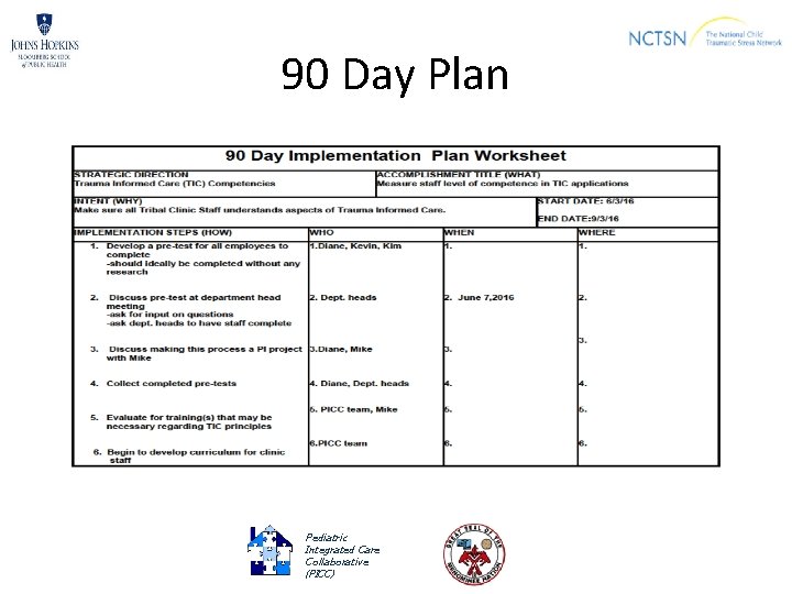 90 Day Plan Pediatric Integrated Care Collaborative (PICC) 