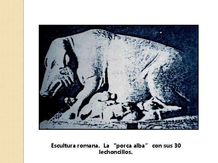 Escultura romana. La “porca alba” con sus 30 lechoncillos. 