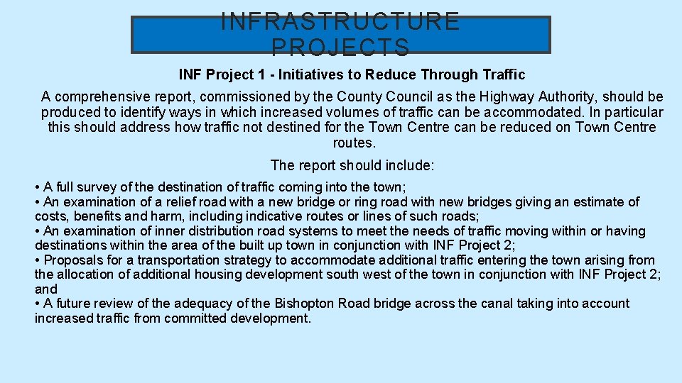 INFRASTRUCTURE PROJECTS INF Project 1 - Initiatives to Reduce Through Traffic A comprehensive report,