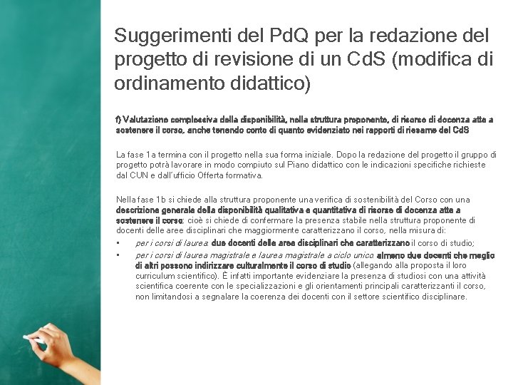 Suggerimenti del Pd. Q per la redazione del progetto di revisione di un Cd.