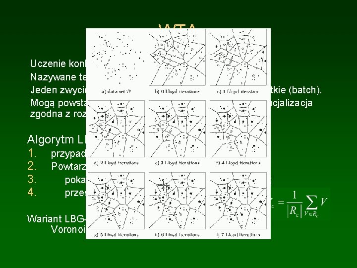 WTA Uczenie konkurencyjne - WTA, Winner Takes All. Nazywane też Hard Competitive Learning. Jeden