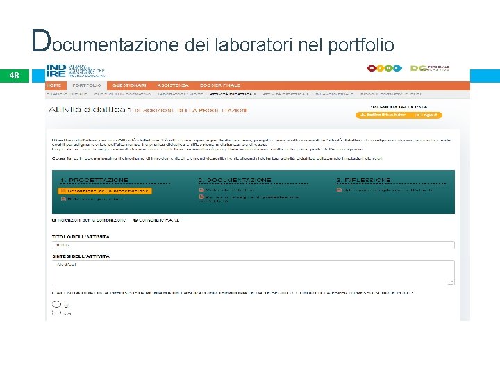 Documentazione dei laboratori nel portfolio 48 