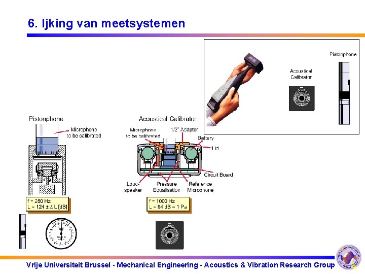 6. Ijking van meetsystemen Vrije Universiteit Brussel - Mechanical Engineering - Acoustics & Vibration