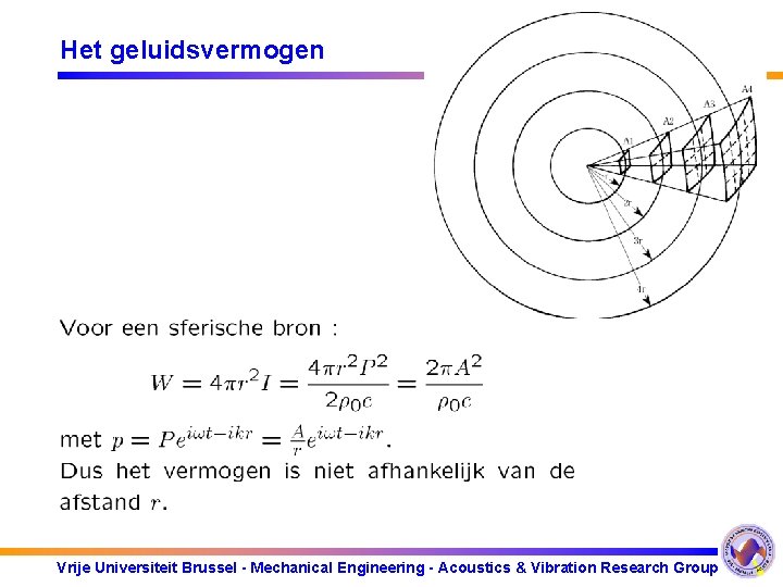 Het geluidsvermogen Vrije Universiteit Brussel - Mechanical Engineering - Acoustics & Vibration Research Group