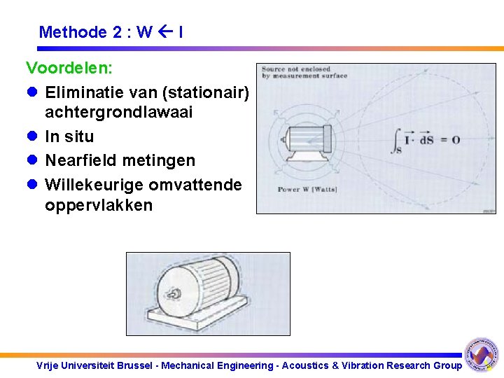 Methode 2 : W I Voordelen: l Eliminatie van (stationair) achtergrondlawaai l In situ