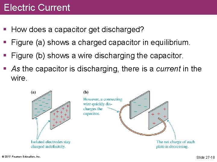 Electric Current § How does a capacitor get discharged? § Figure (a) shows a