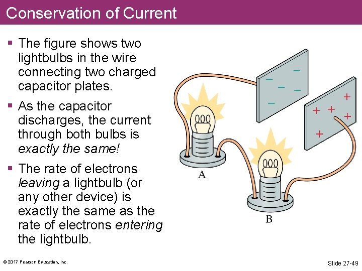 Conservation of Current § The figure shows two lightbulbs in the wire connecting two