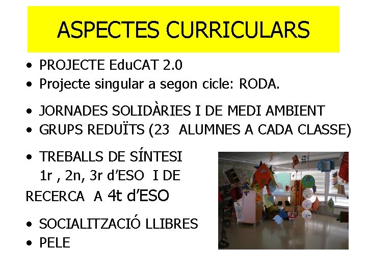 ASPECTES CURRICULARS • PROJECTE Edu. CAT 2. 0 • Projecte singular a segon cicle: