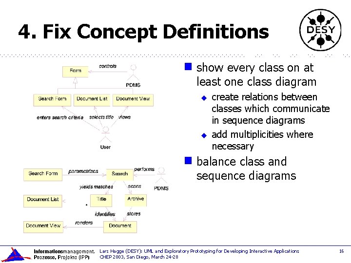 4. Fix Concept Definitions g show every class on at least one class diagram