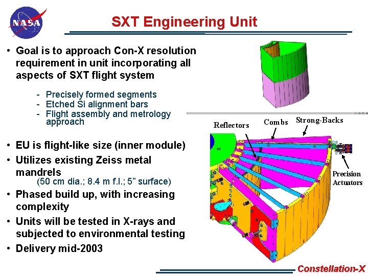 SXT Engineering Unit • Goal is to approach Con-X resolution requirement in unit incorporating