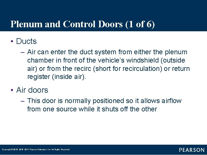 Plenum and Control Doors (1 of 6) • Ducts – Air can enter the