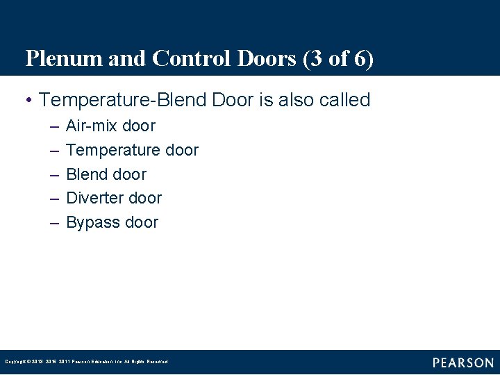 Plenum and Control Doors (3 of 6) • Temperature-Blend Door is also called –