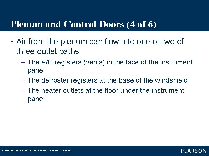 Plenum and Control Doors (4 of 6) • Air from the plenum can flow