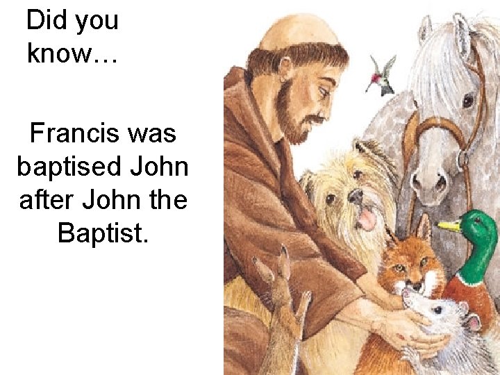 Did you know… Francis was baptised John after John the Baptist. 