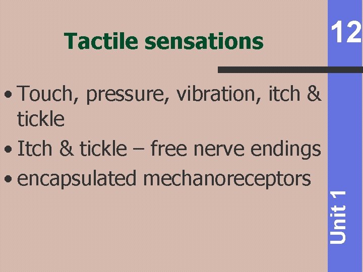  • Touch, pressure, vibration, itch & tickle • Itch & tickle – free