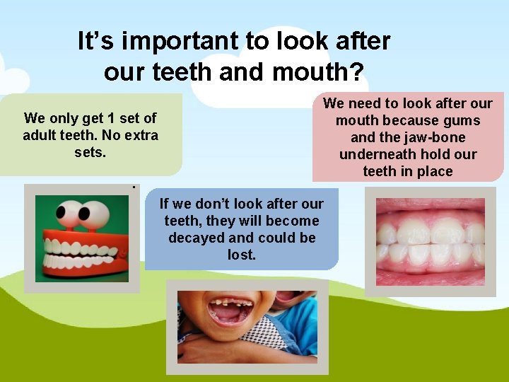 It’s important to look after our teeth and mouth? We only get 1 set