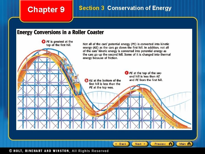 Chapter 9 Section 3 Conservation of Energy < Back Next > Preview Main 