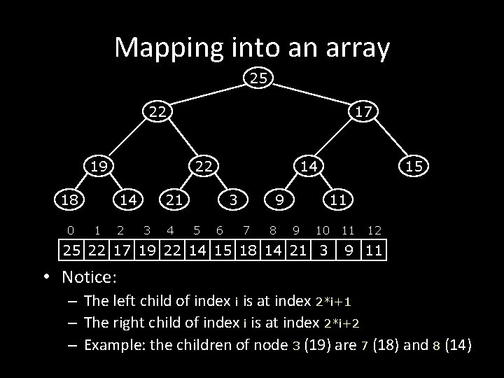 Mapping into an array 25 22 17 19 18 0 22 14 1 2
