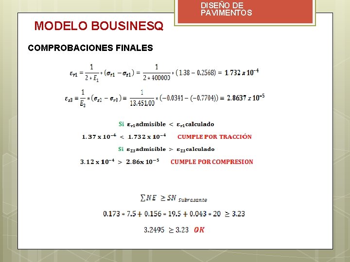 DISEÑO DE PAVIMENTOS MODELO BOUSINESQ COMPROBACIONES FINALES 