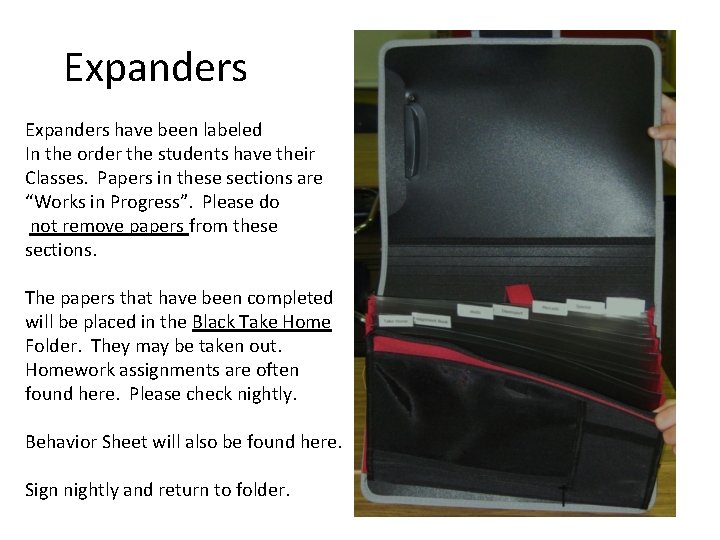 Expanders have been labeled In the order the students have their Classes. Papers in