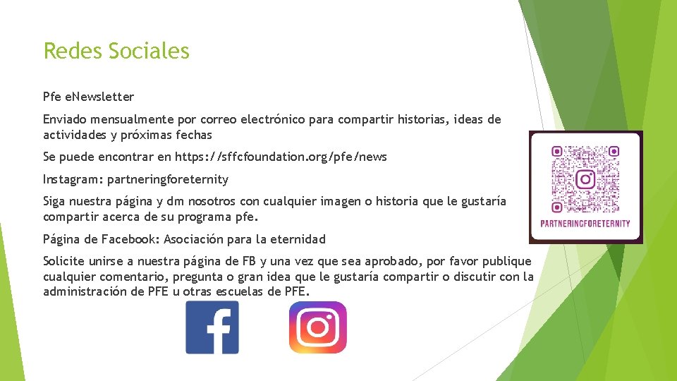 Redes Sociales Pfe e. Newsletter Enviado mensualmente por correo electrónico para compartir historias, ideas