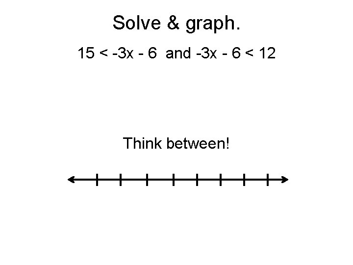 Solve & graph. 15 < -3 x - 6 and -3 x - 6