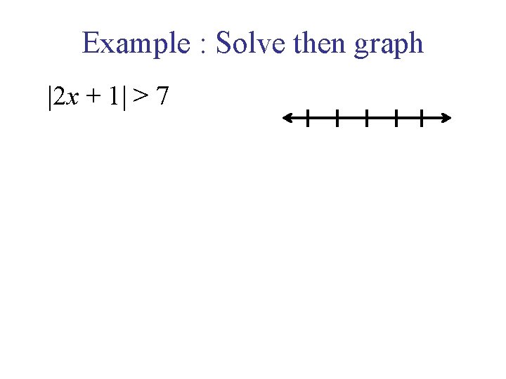 Example : Solve then graph |2 x + 1| > 7 