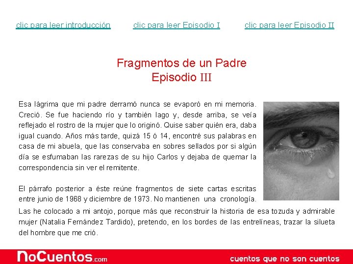 clic para leer introducción clic para leer Episodio II Fragmentos de un Padre Episodio