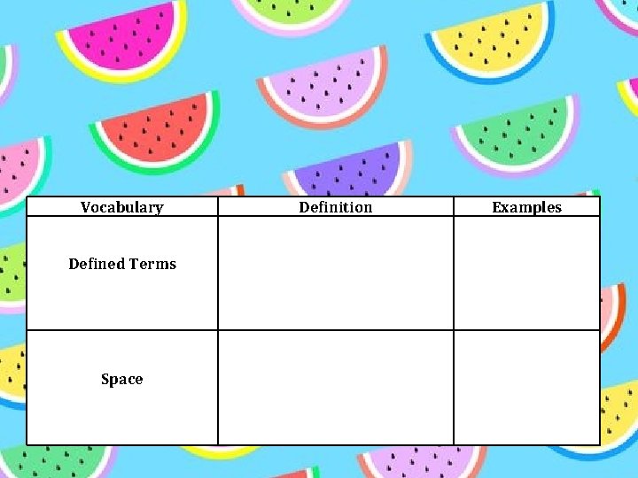 Vocabulary Defined Terms Space Definition Examples 