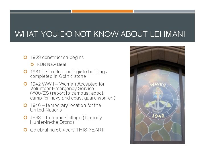 WHAT YOU DO NOT KNOW ABOUT LEHMAN! 1929 construction begins FDR New Deal 1931