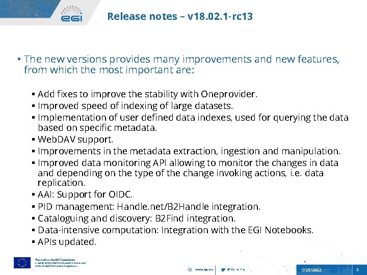 Release notes – v 18. 02. 1 -rc 13 • The new versions provides