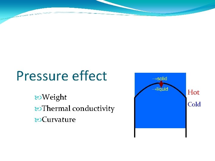 Pressure effect Weight Thermal conductivity Curvature Hot Cold 