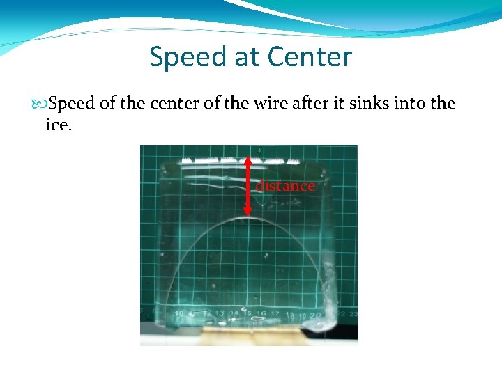 Speed at Center Speed of the center of the wire after it sinks into