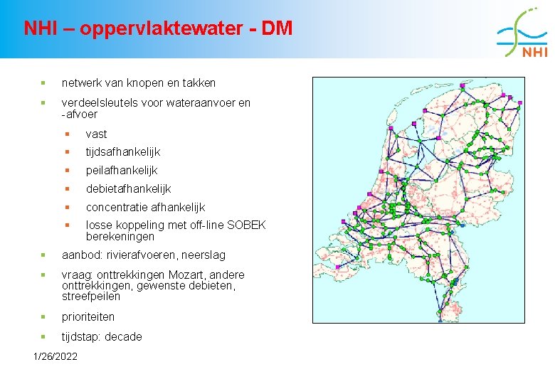 NHI – oppervlaktewater - DM § netwerk van knopen en takken § verdeelsleutels voor