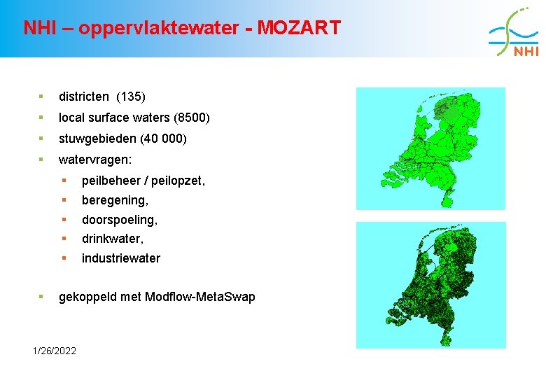 NHI – oppervlaktewater - MOZART § districten (135) § local surface waters (8500) §