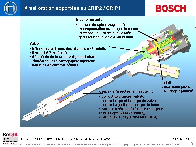 Amélioration apportées au CRIP 2 / CRIP 1 Electro-aimant : • nombre de spires Amélioration apportées au CRIP 2 / CRIP 1 Electro-aimant : • nombre de spires