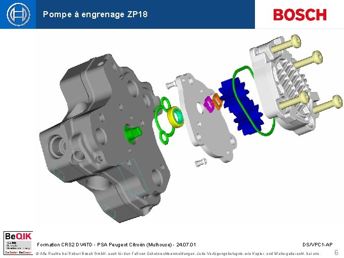 Pompe à engrenage ZP 18 Formation CRS 2 DV 4 TD - PSA Peugeot Pompe à engrenage ZP 18 Formation CRS 2 DV 4 TD - PSA Peugeot