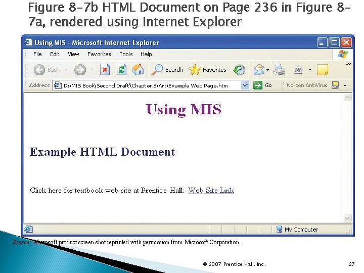 Figure 8 -7 b HTML Document on Page 236 in Figure 87 a, rendered