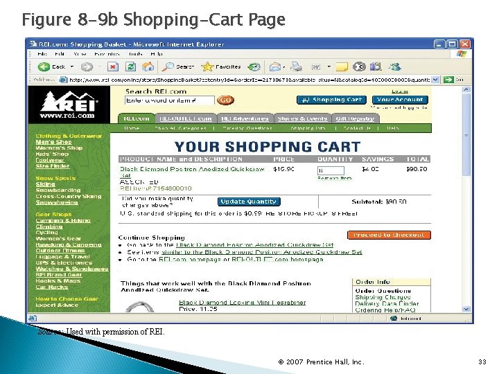 Figure 8 -9 b Shopping-Cart Page Source: Used with permission of REI. © 2007