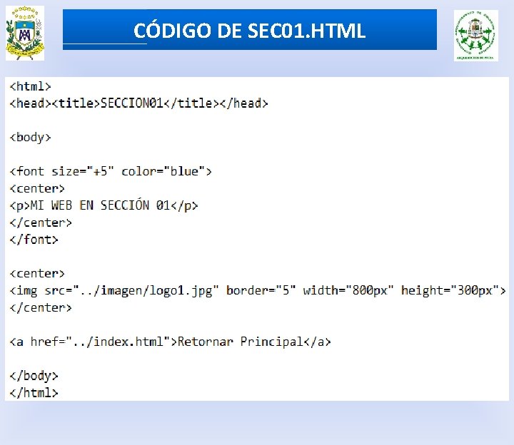 CÓDIGO DE SEC 01. HTML 