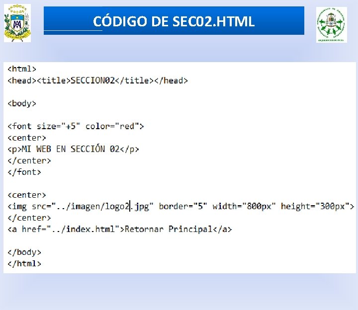 CÓDIGO DE SEC 02. HTML 
